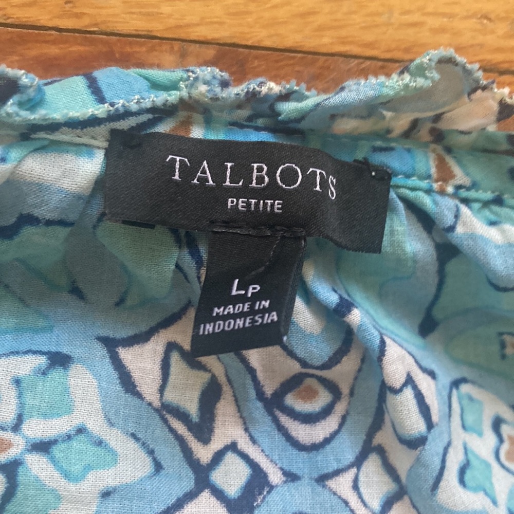 Talbots Patterned 100% Cotton Half Button Down Lo… - image 3